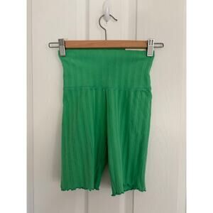 NWT Aerie Offline High Rise OG Green Ribbed Biker Shorts XS